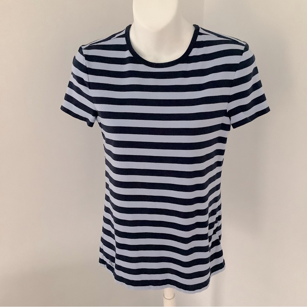Lauren Ralph Lauren Striped Navy and Lt. Blue Women's Crewneck Top Sz. S